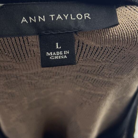 Ann Taylor Black Beige Nude Size L Illusion Floral Button Front Cardigan Sweater - Picture 5 of 6